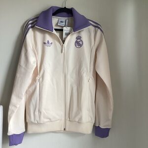 Adidas Real Madrid Originals Track Jacket Small White/Magic Lilac NWT